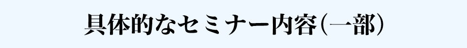 具体的なセミナー内容（一部）