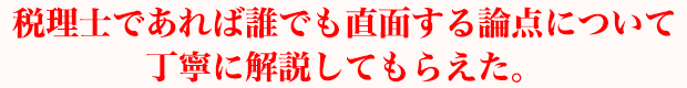 税理士であれば誰でも直面する論点について丁寧に解説してもらえた。